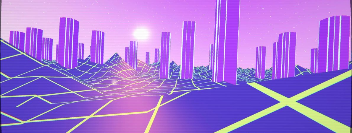 pink synthwave retro lanscape