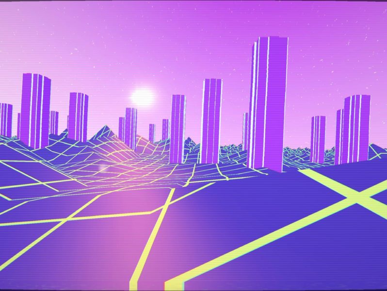 pink synthwave retro lanscape