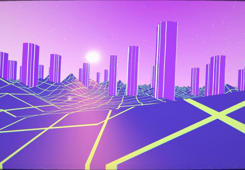 pink synthwave retro lanscape